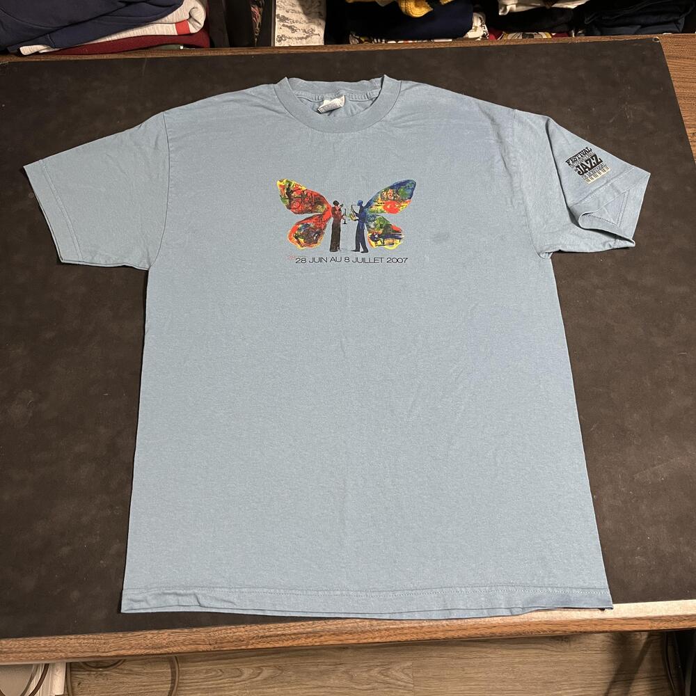 Montreal Jazz Festival Shirt Large Vintage Butterfly Y2k Saxophone New Orleans
